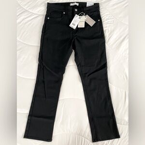 Mango Waxed Coated Black Straight Leg Jeans